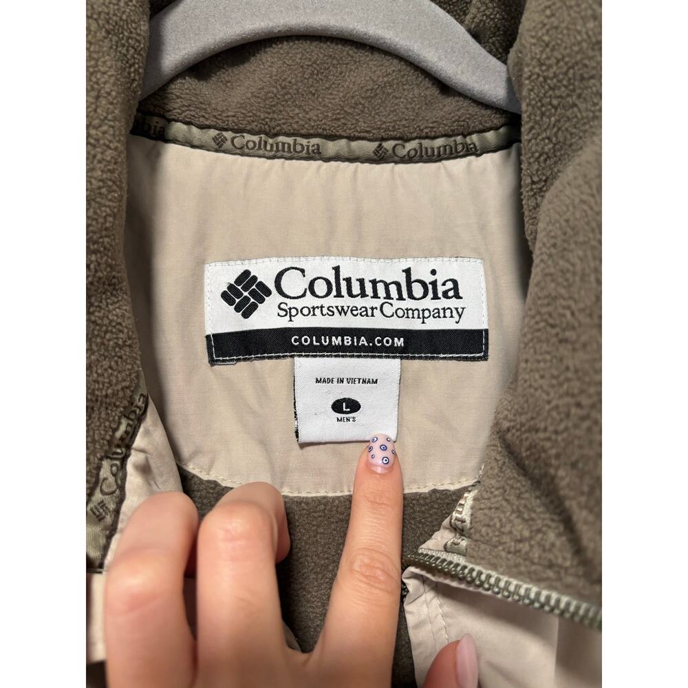 Columbia Men’s L Fleece Lined Jacket Beige Full Zip Outdoor Coat Winter Large - Picture 4 of 10